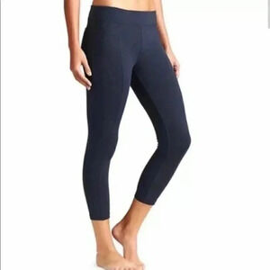 Athleta Metro Capri Crop Dark Blue Navy Leggings Tights Yoga Pants High Waist:XS